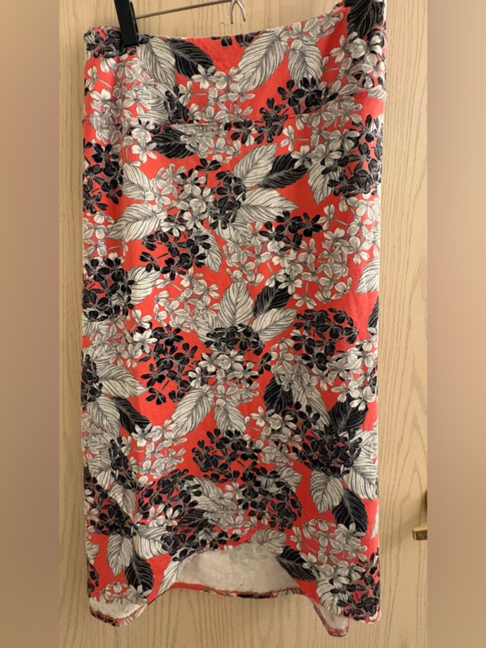 J. Jill Coral faux-wrap Tropical Print Pencil Skirt.  Great fabric and fit.